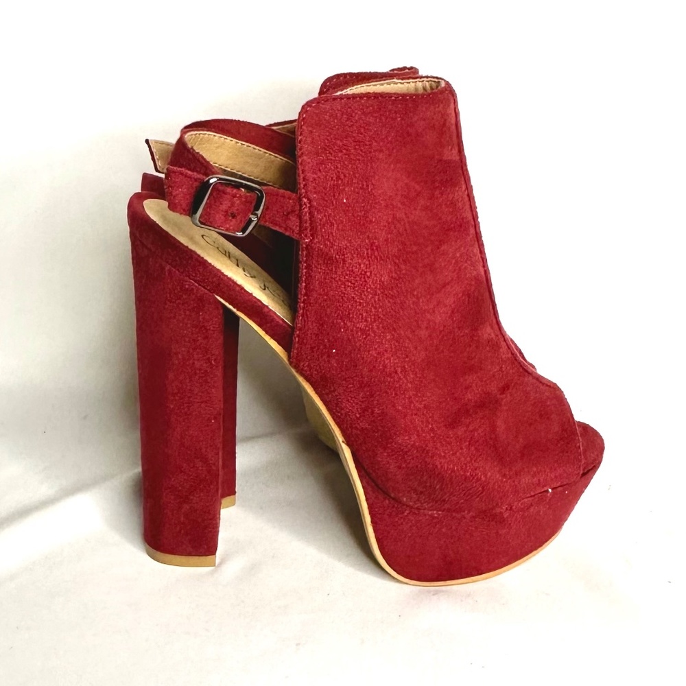 Cathy Jean Sling Back Platform Chunky Heels